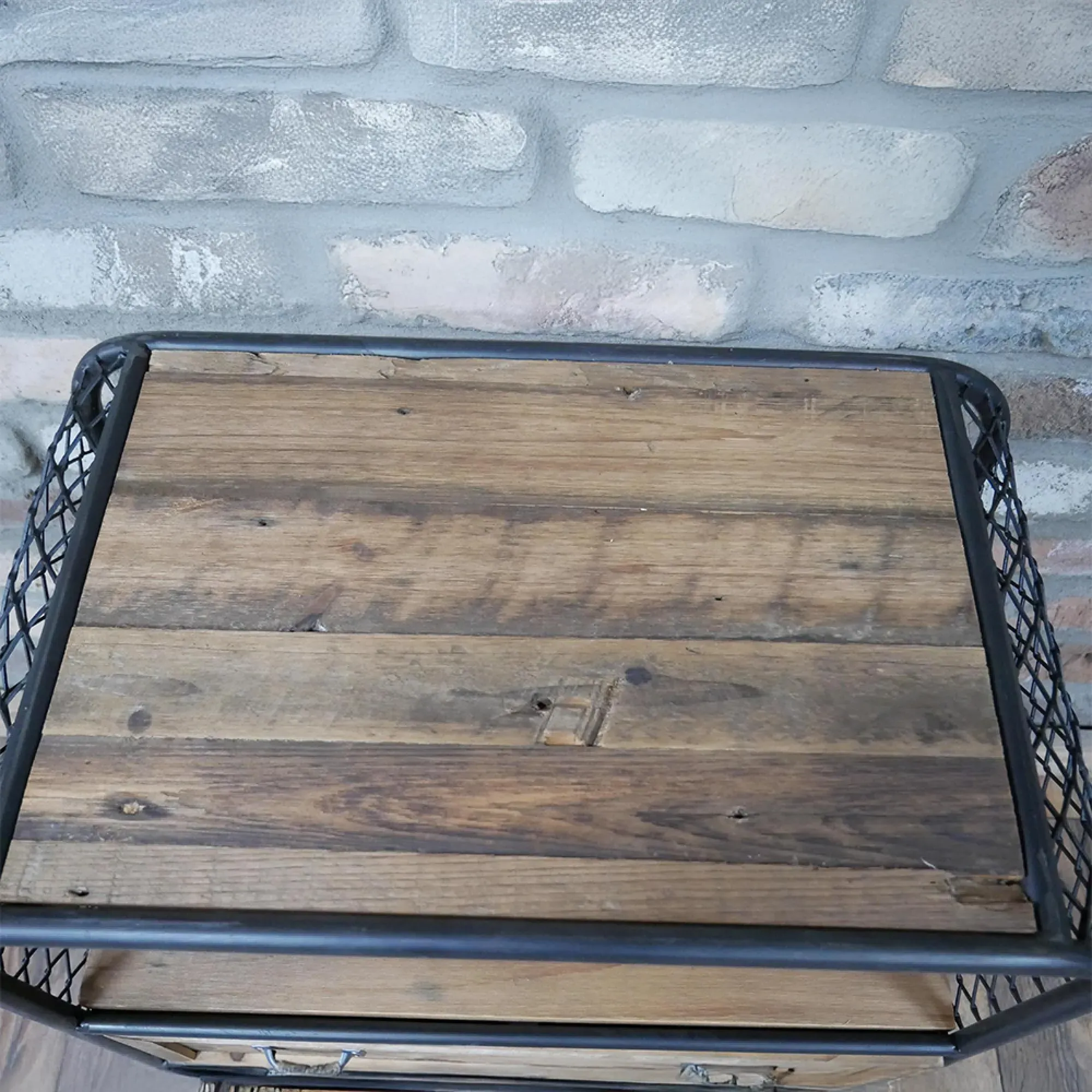 Rustic Wood 1 Drawer Cabinet