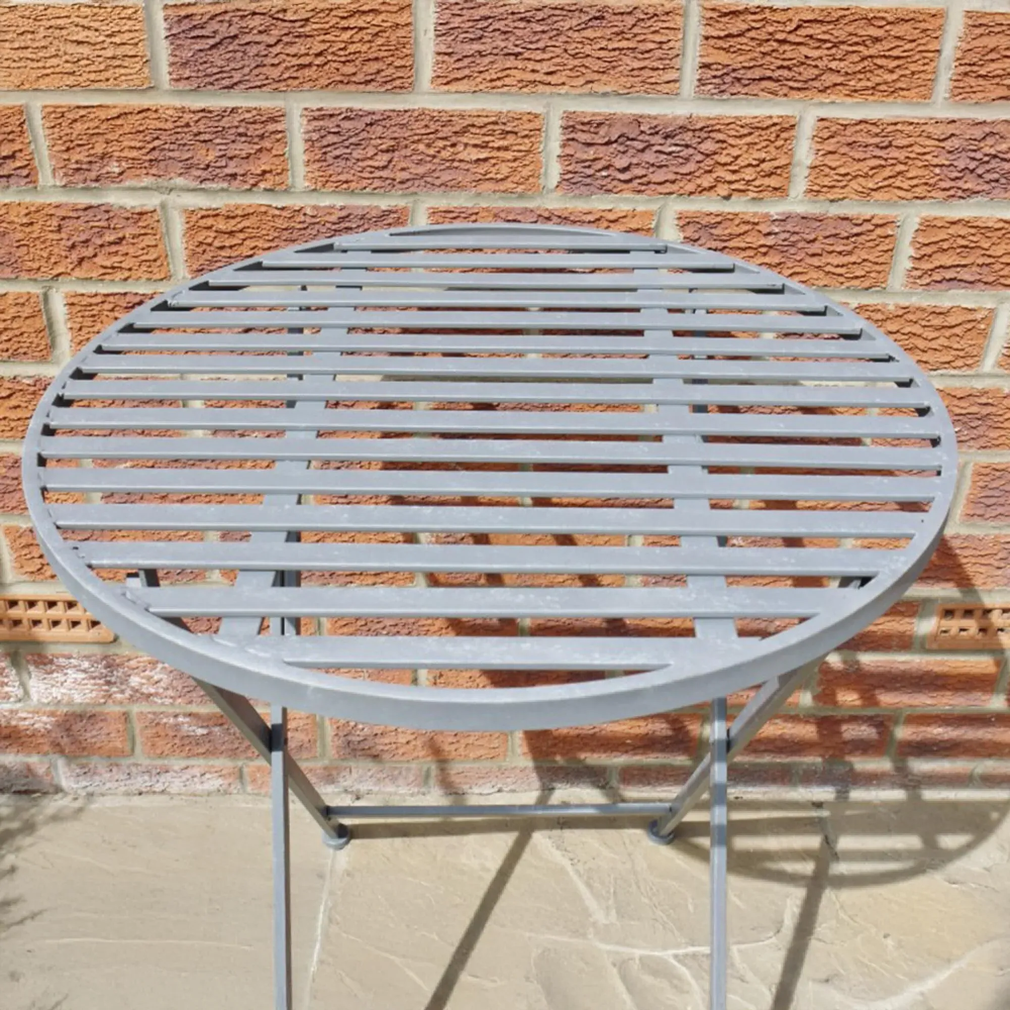Savannah Round Garden Table with 2 Chairs - Grey, Metal
