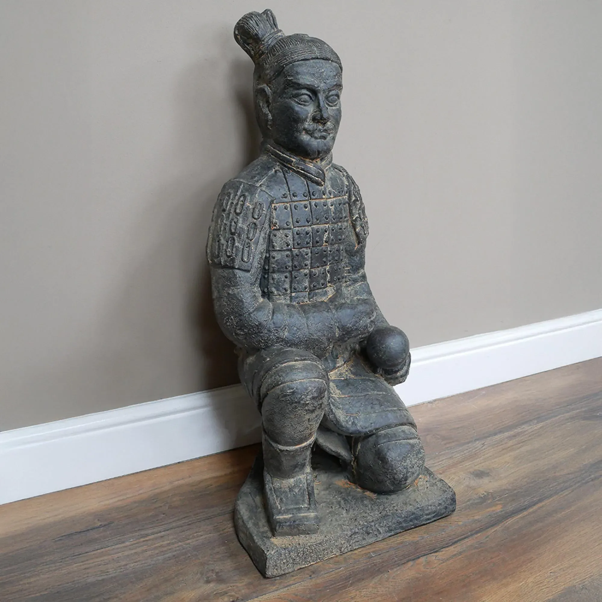 Sitting Warrior Statue - Grey