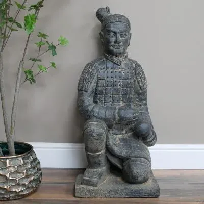 Sitting Warrior Statue - Grey image