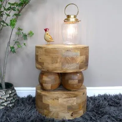 Small Round Side Table - Mango Wood
