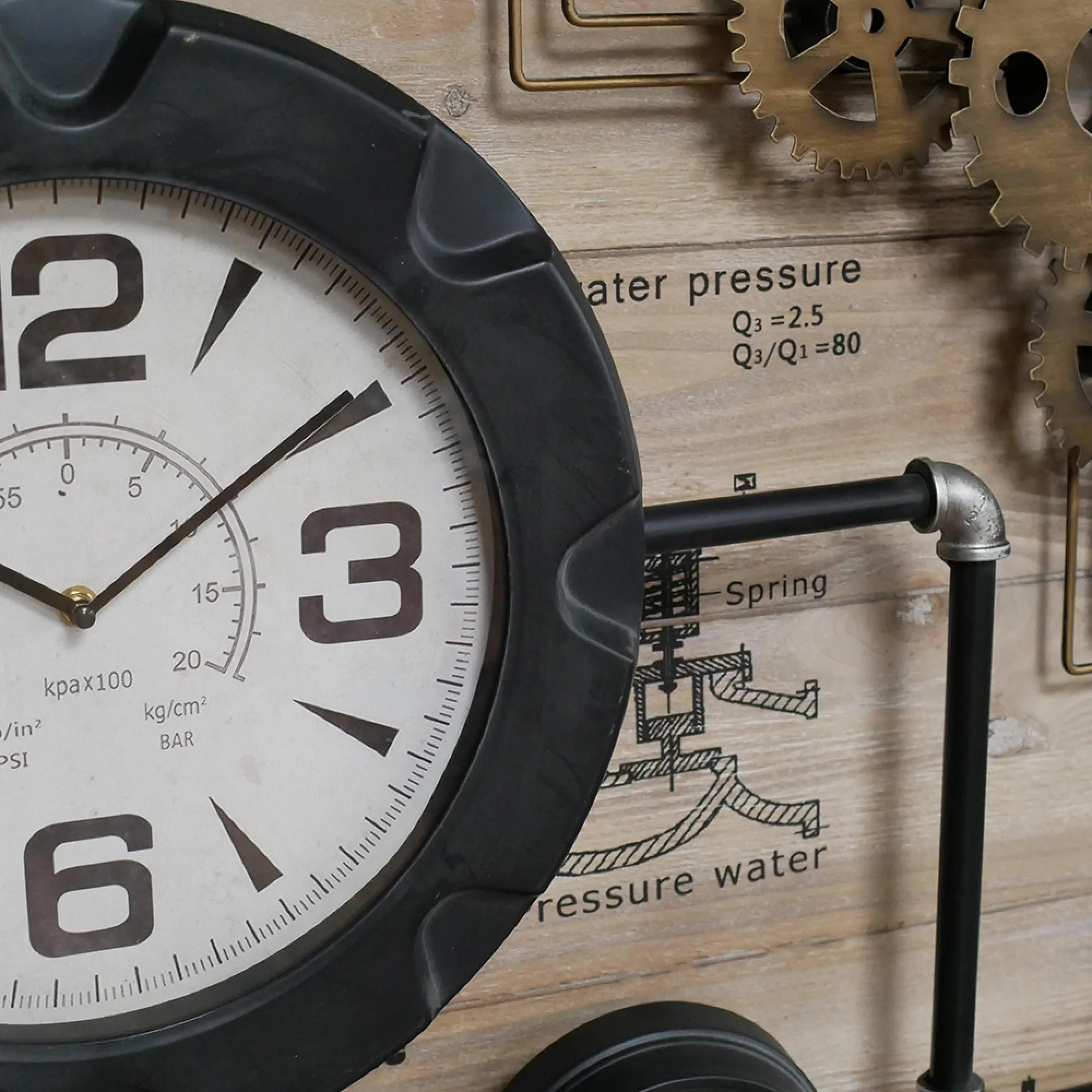 Square Pipe Clock - Black Metal