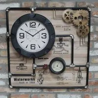 Square Pipe Clock - Black Metal