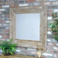 Square Wooden Frame Wall Mirror