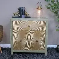 Starburst 2 Door 1 Drawer Cabinet - Gold