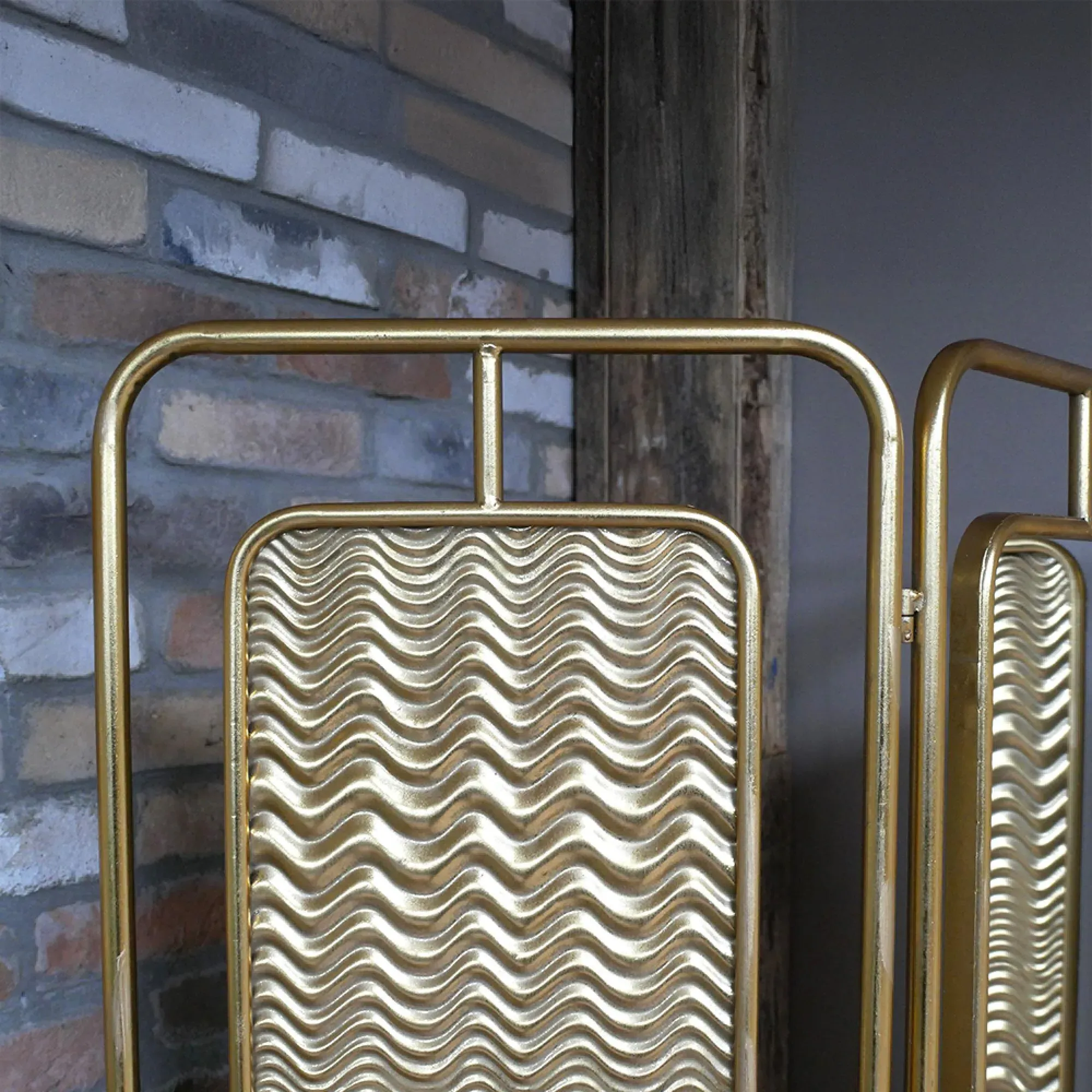 Tall Mirrored Screen - Gold