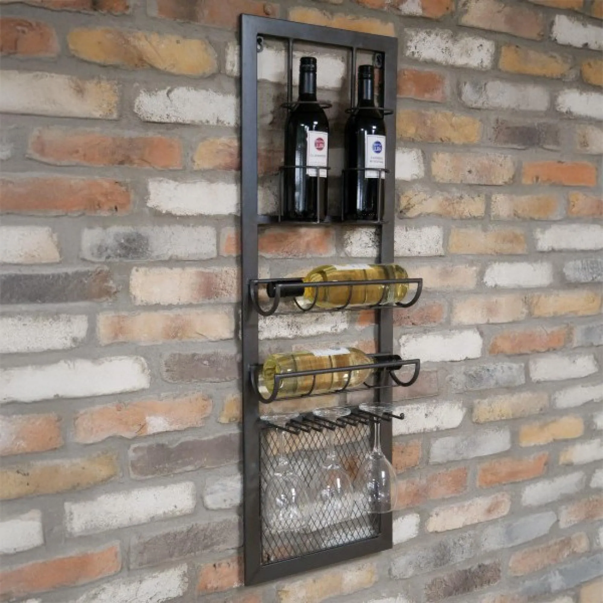 Tall Wall Wine Unit - Black Metal