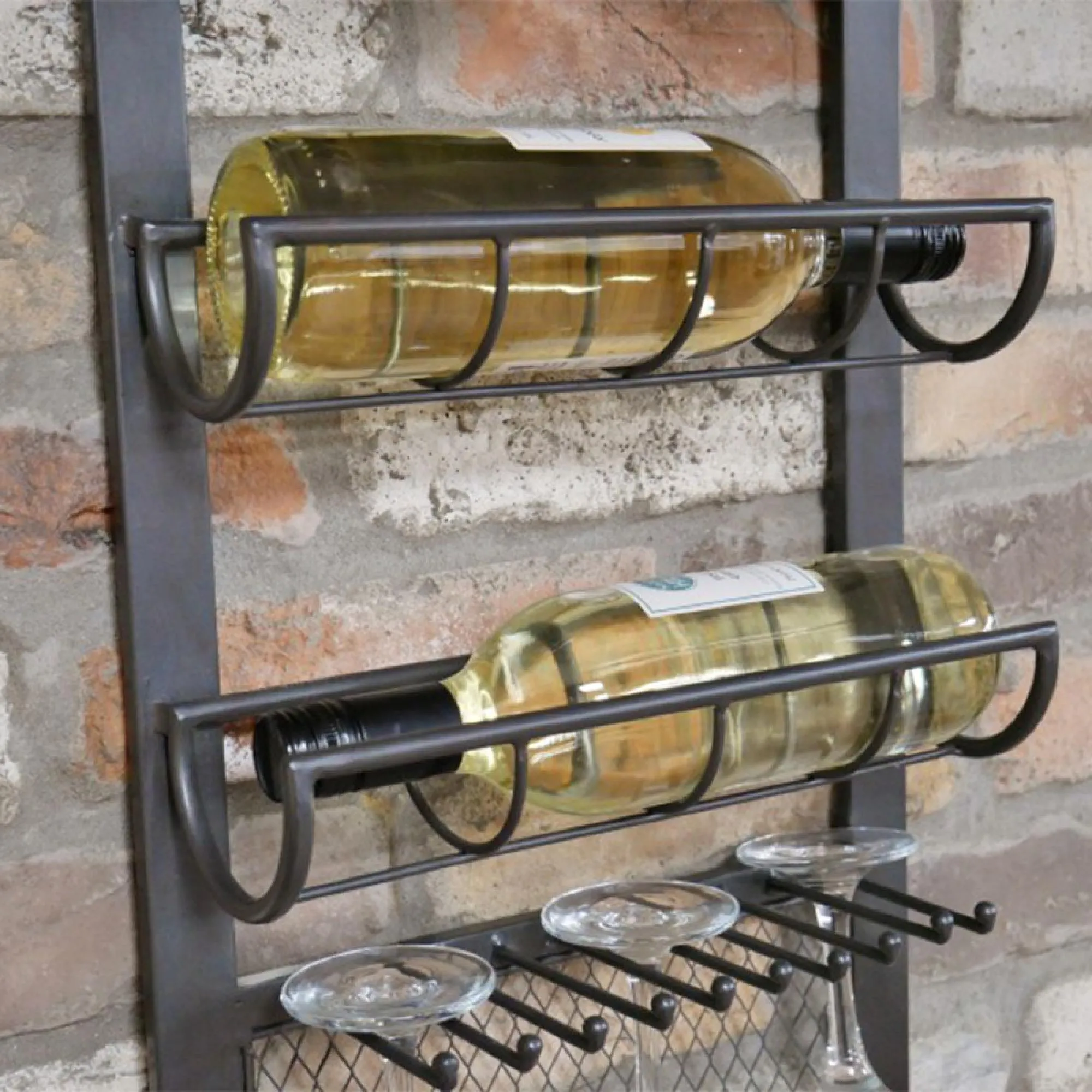 Tall Wall Wine Unit - Black Metal