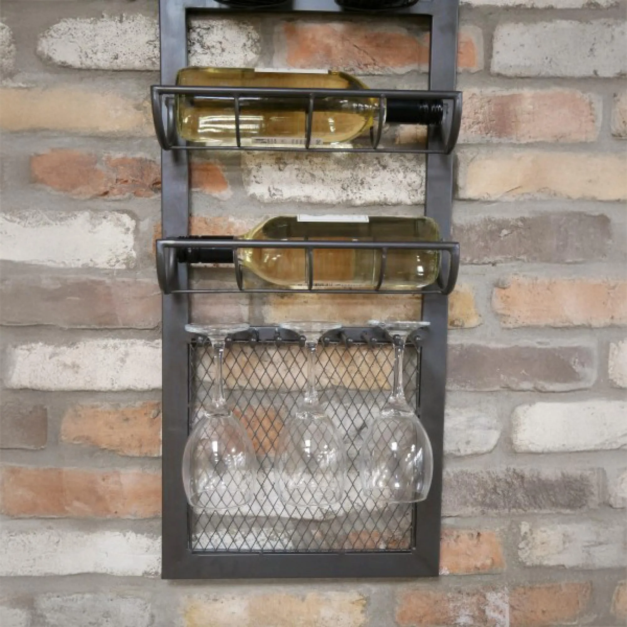 Tall Wall Wine Unit - Black Metal