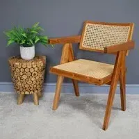Teak Wood and Rattan Armchair - Teak