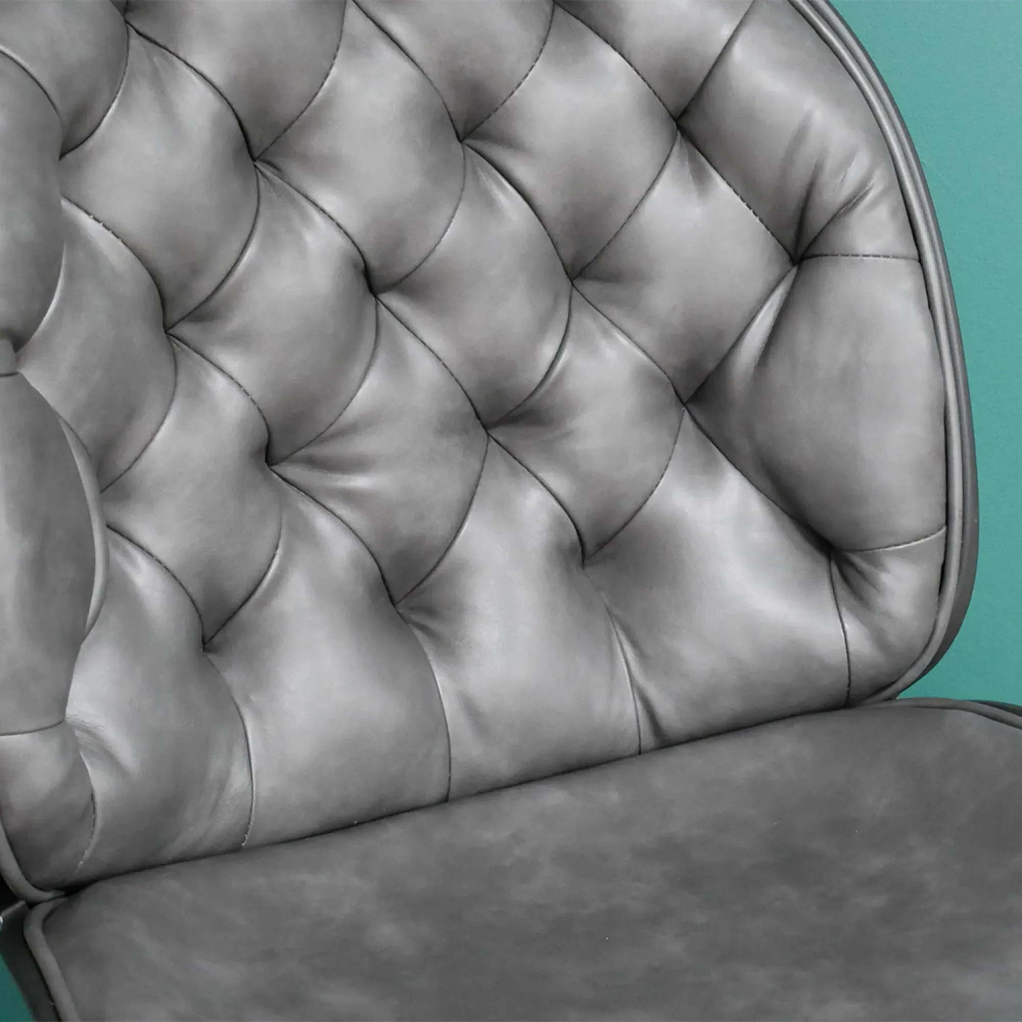 Tufted Bar Stool Set of 2 - Dark Grey, Faux Leather