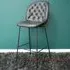 Tufted Bar Stool Set of 2 - Dark Grey, Faux Leather