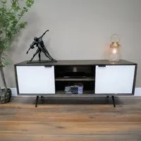 Venice 2 Door TV Unit - Mango Wood, Marble Effect