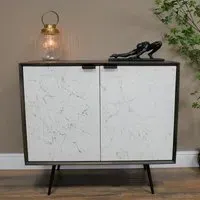 Venice Mango Wood and Marble Effect 2 Door Storage Cabinet
