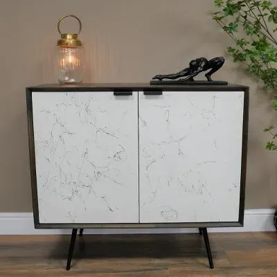 Venice Mango Wood and Marble Effect 2 Door Storage Cabinet