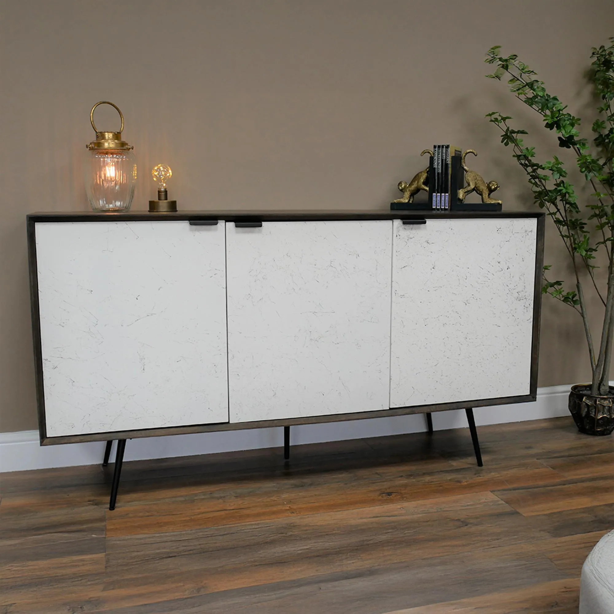 Venice Medium Sideboard - Mango Wood, Marble Effect