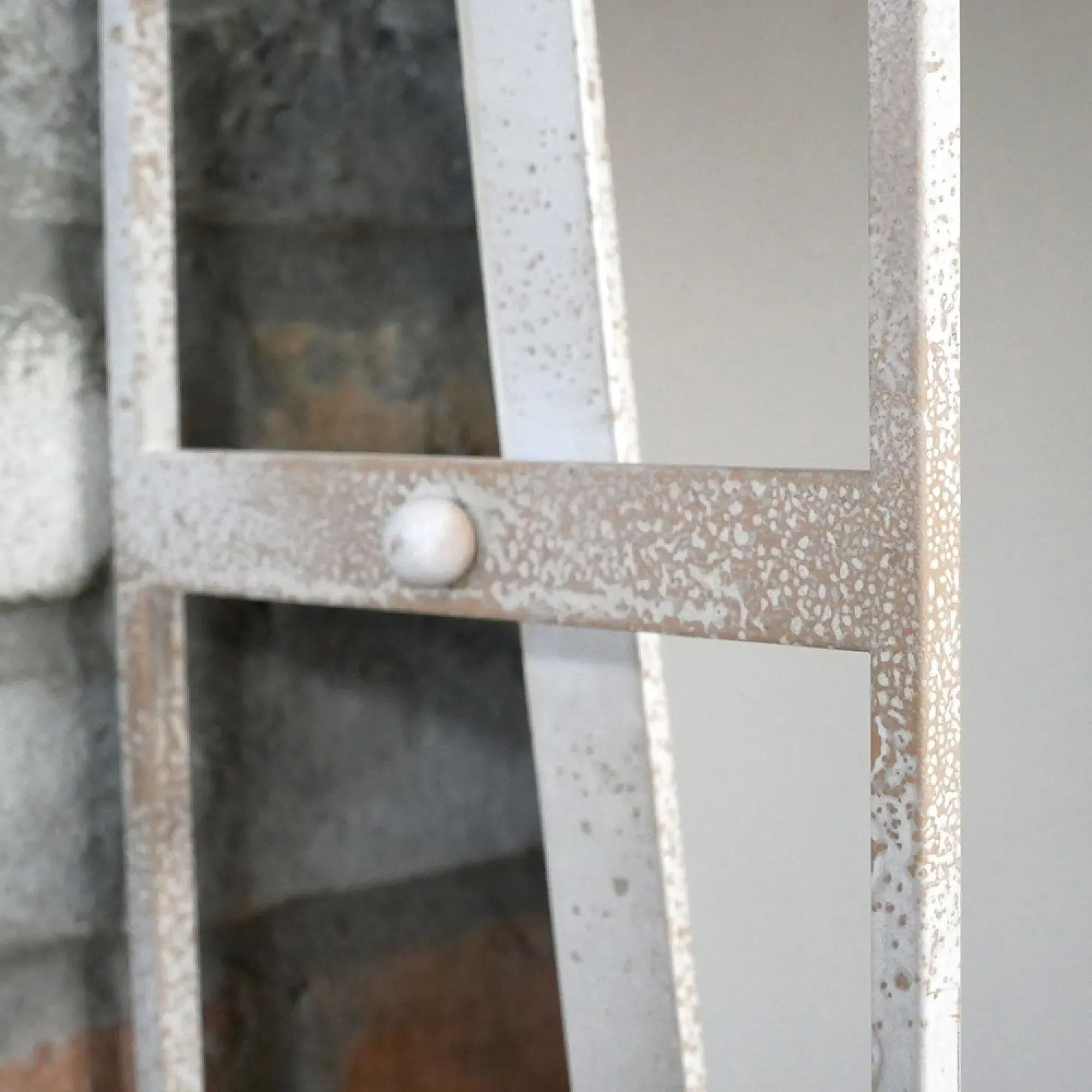 Wide Wood and Metal Mirror with Shelves - White