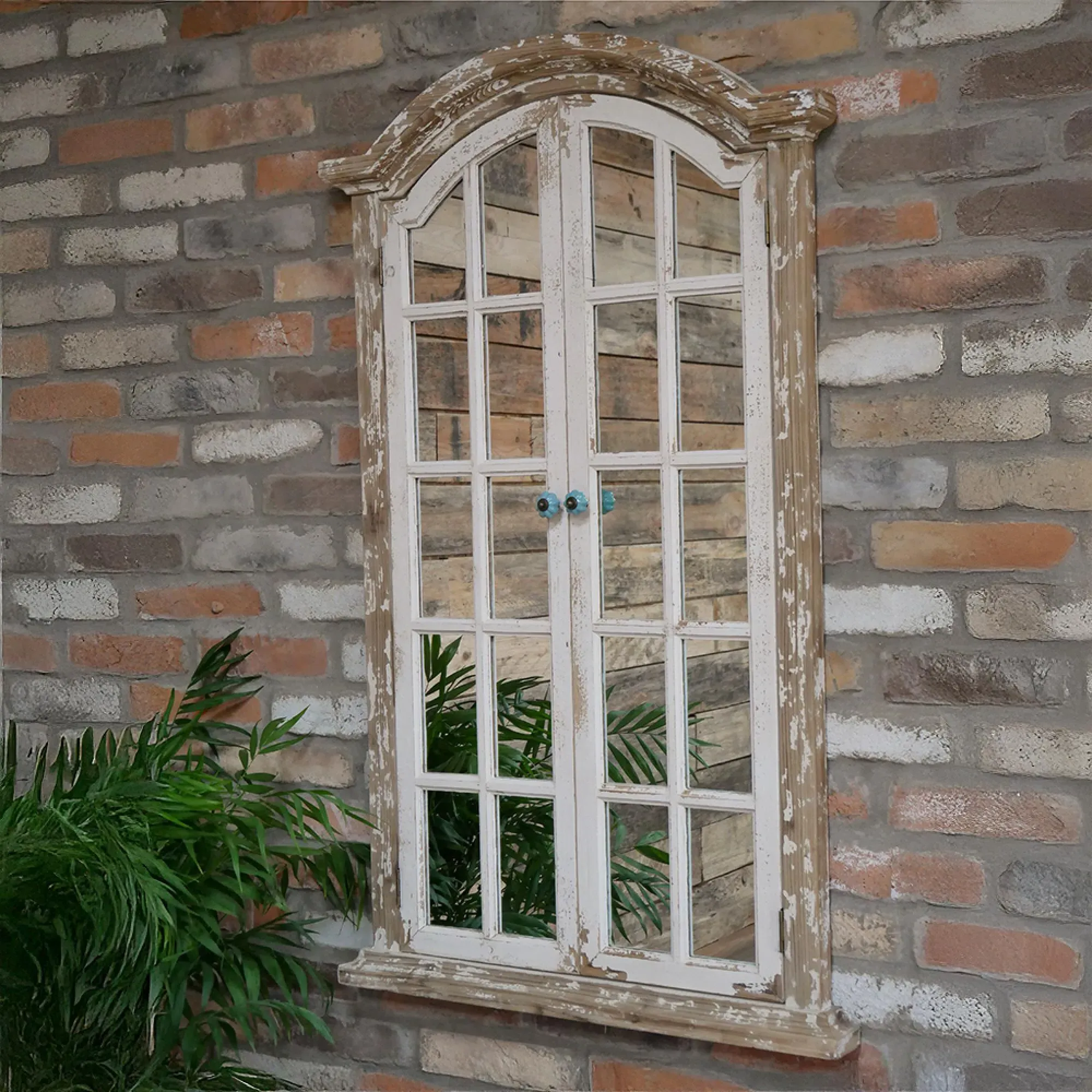 Window Look Mirror - Rustic White