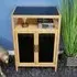 Wood and Black Glass 2 Door Storage Cabinet - Natural