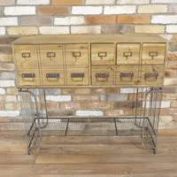 Wood and Metal Multi Drawer Cabinet