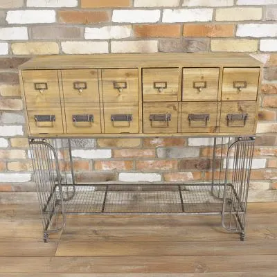 Wood and Metal Multi Drawer Cabinet