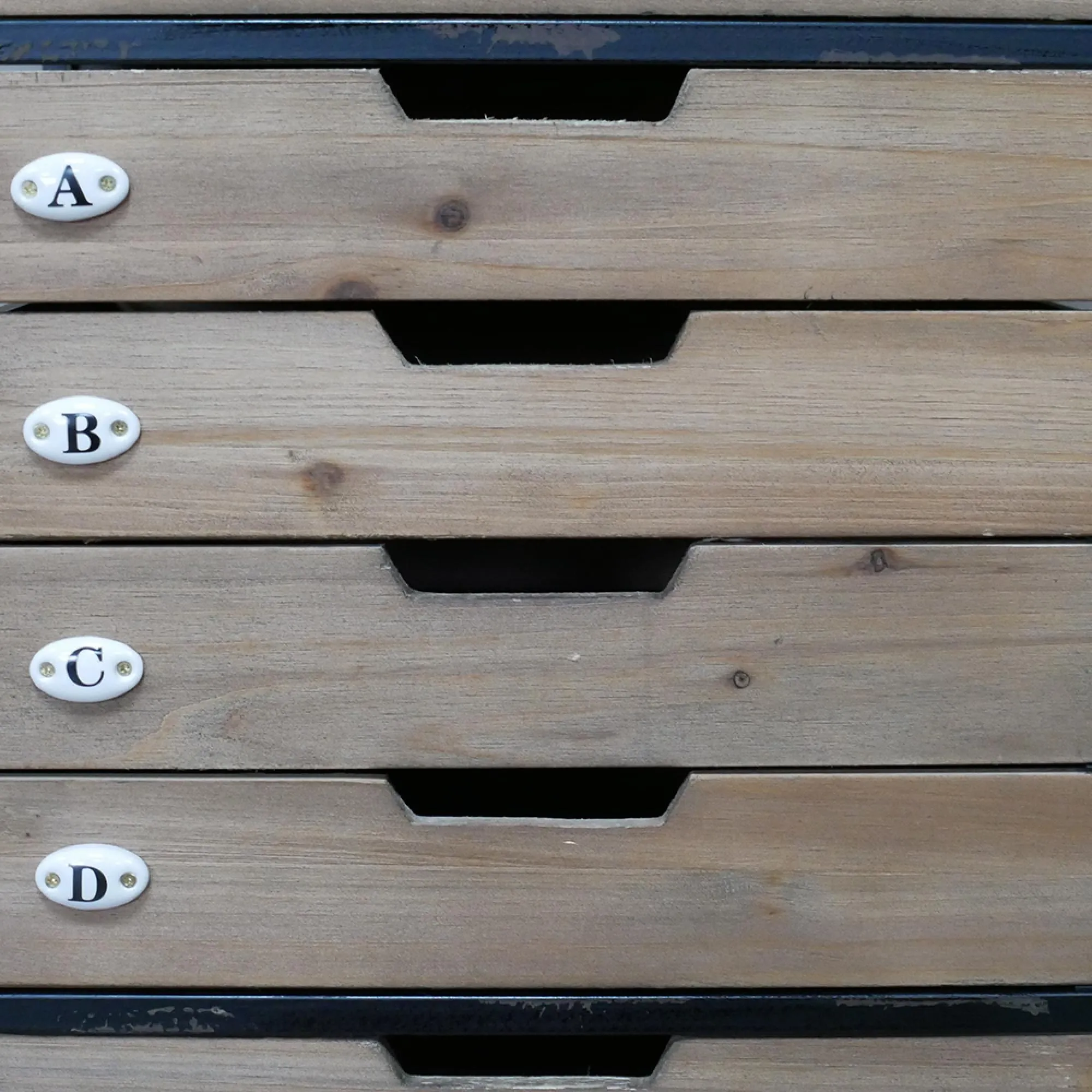 Wood and Metal Narrow Storage Cabinet - Natural