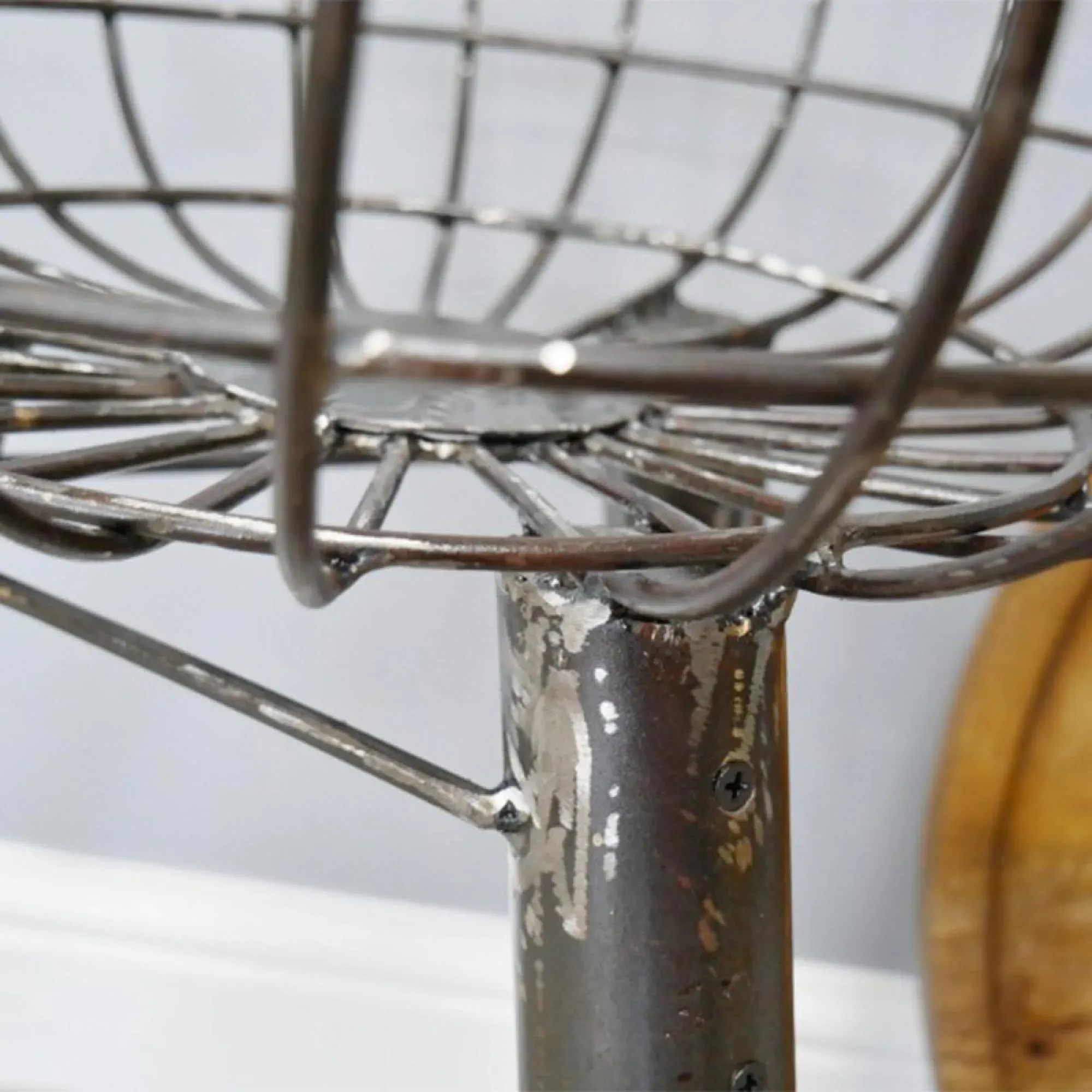 Wood and Metal Round Basket Side Table