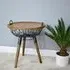 Wood and Metal Round Basket Side Table