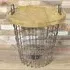Wood and Metal Round Basket Table
