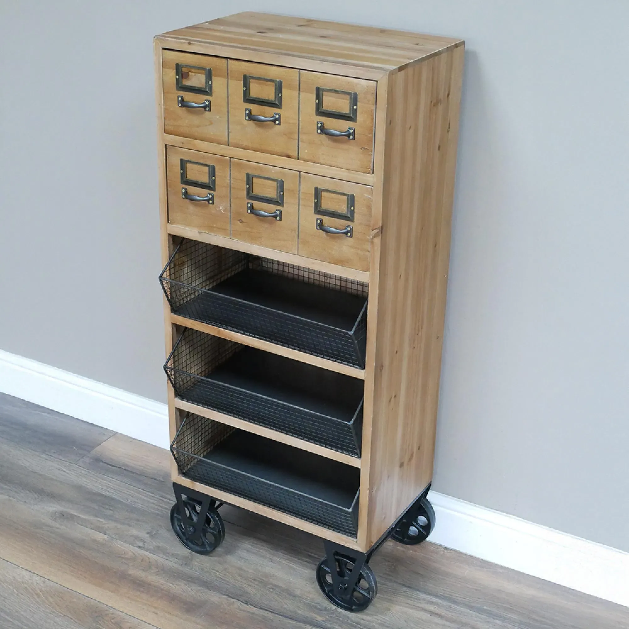 Wood and Metal Storage Cabinet