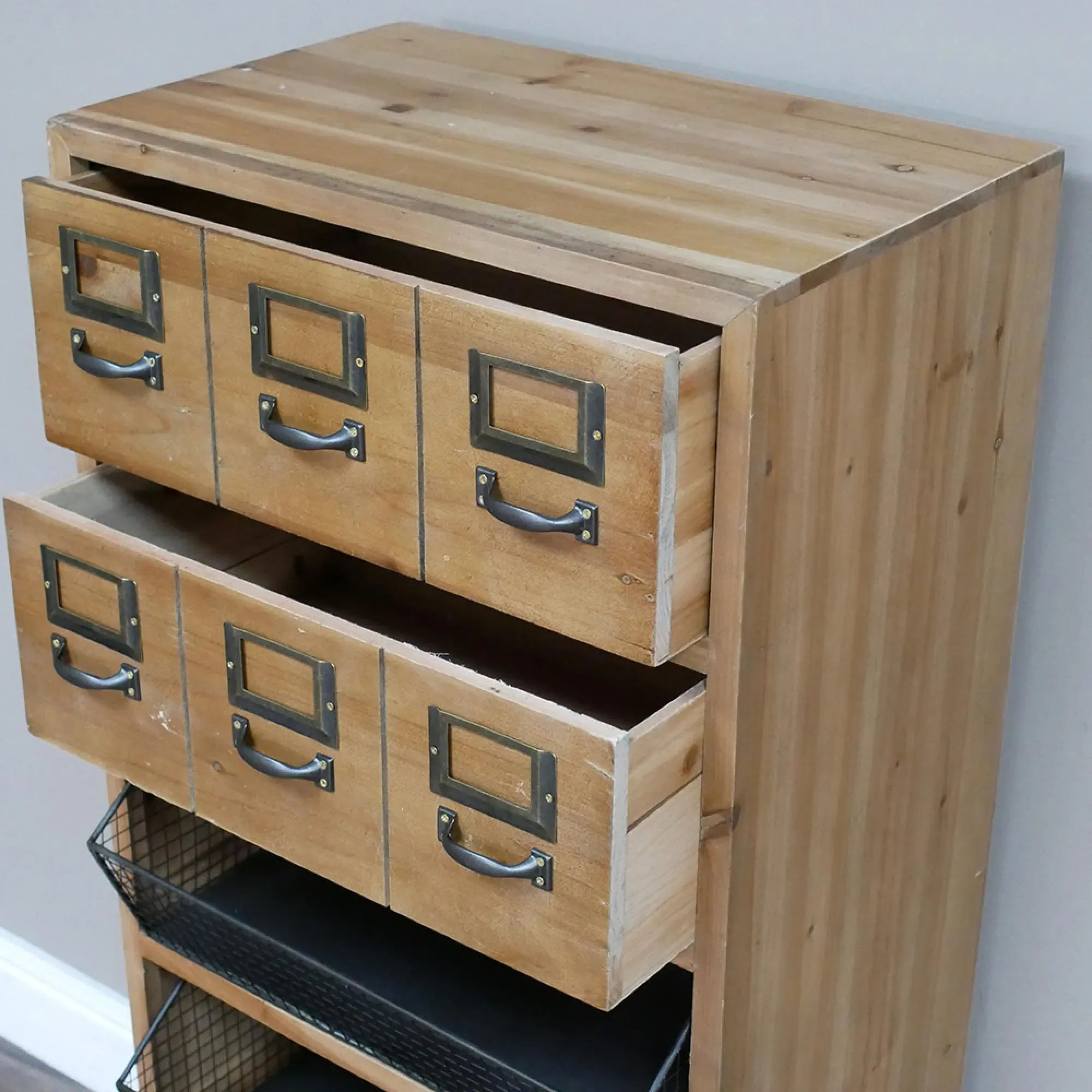 Wood and Metal Storage Cabinet