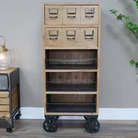 Wood and Metal Storage Cabinet