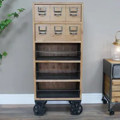 Wood and Metal Storage Cabinet