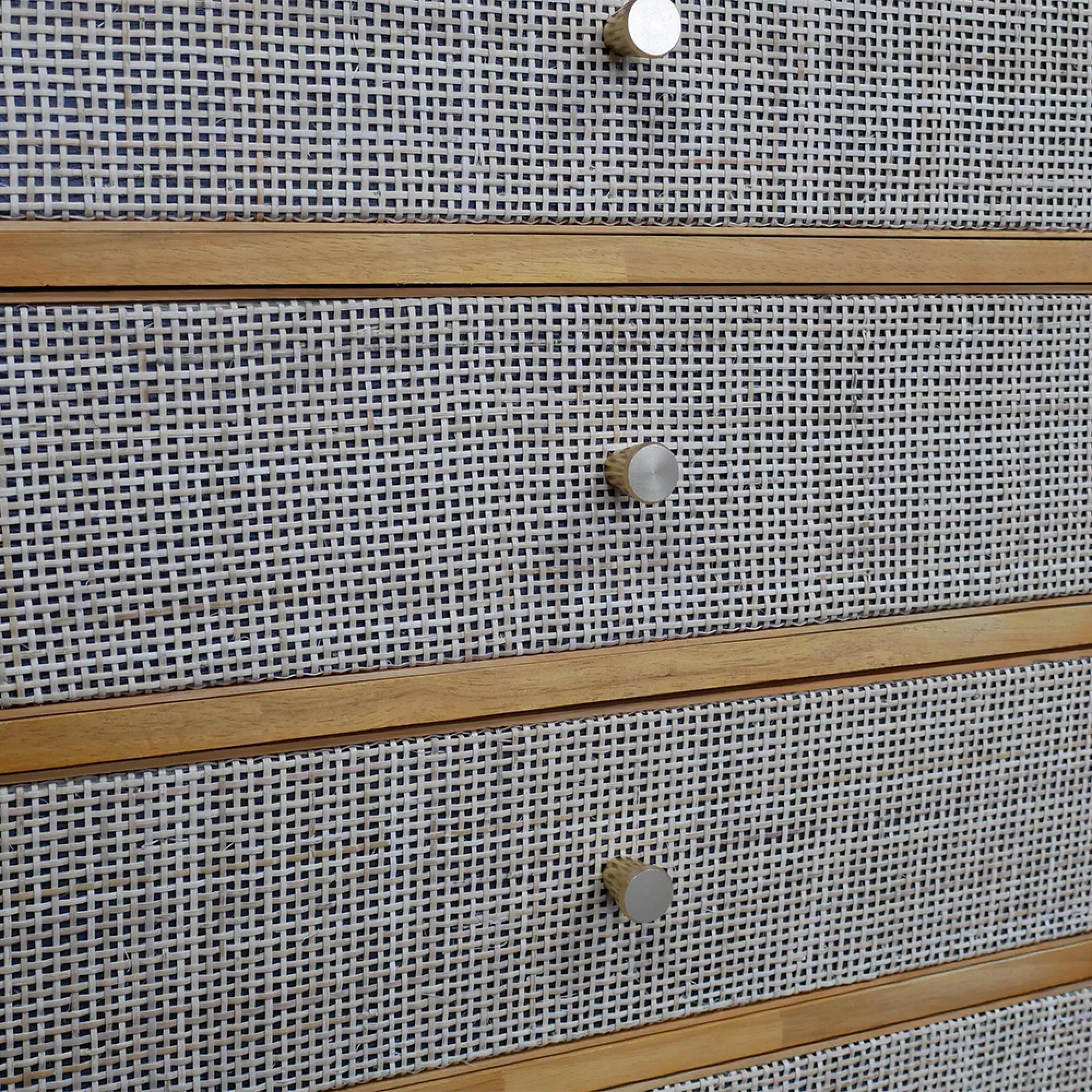 Wood and Rattan 4 Drawer Chest