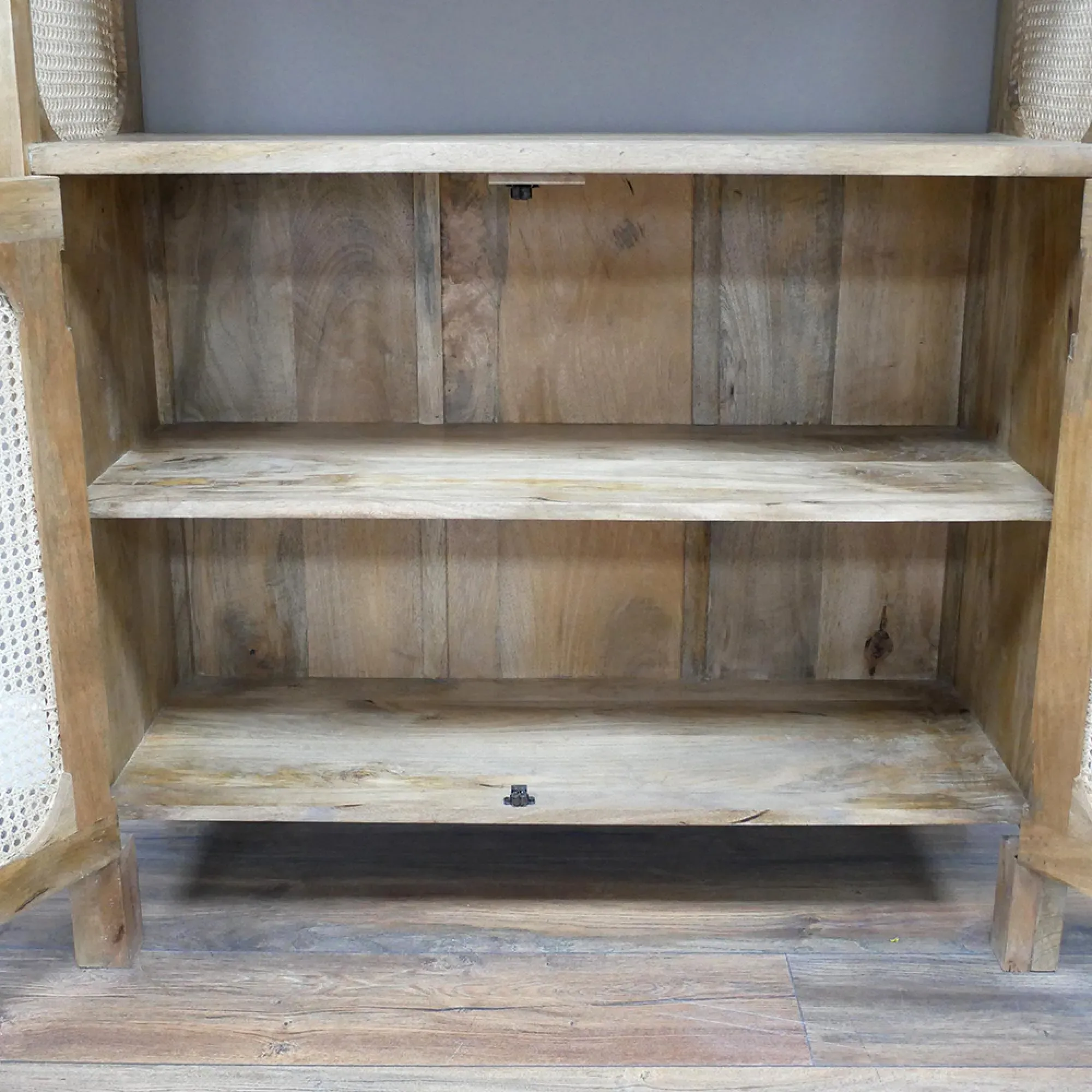 Wood and Rattan Display Cabinet