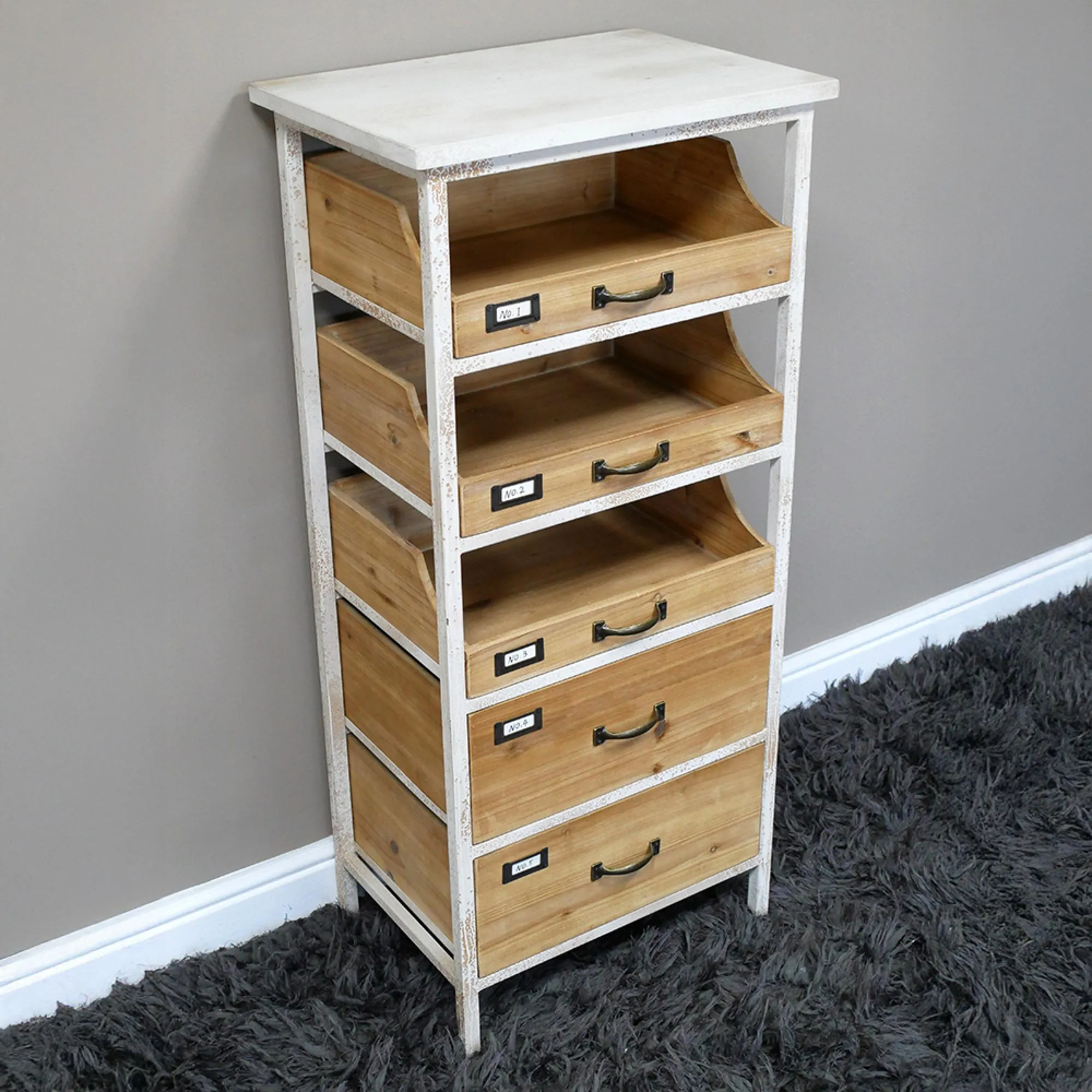 Wood and White Metal Storage Cabinet