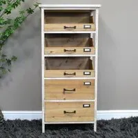 Wood and White Metal Storage Cabinet