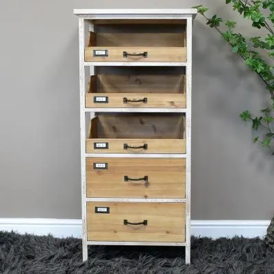 Wood and White Metal Storage Cabinet
