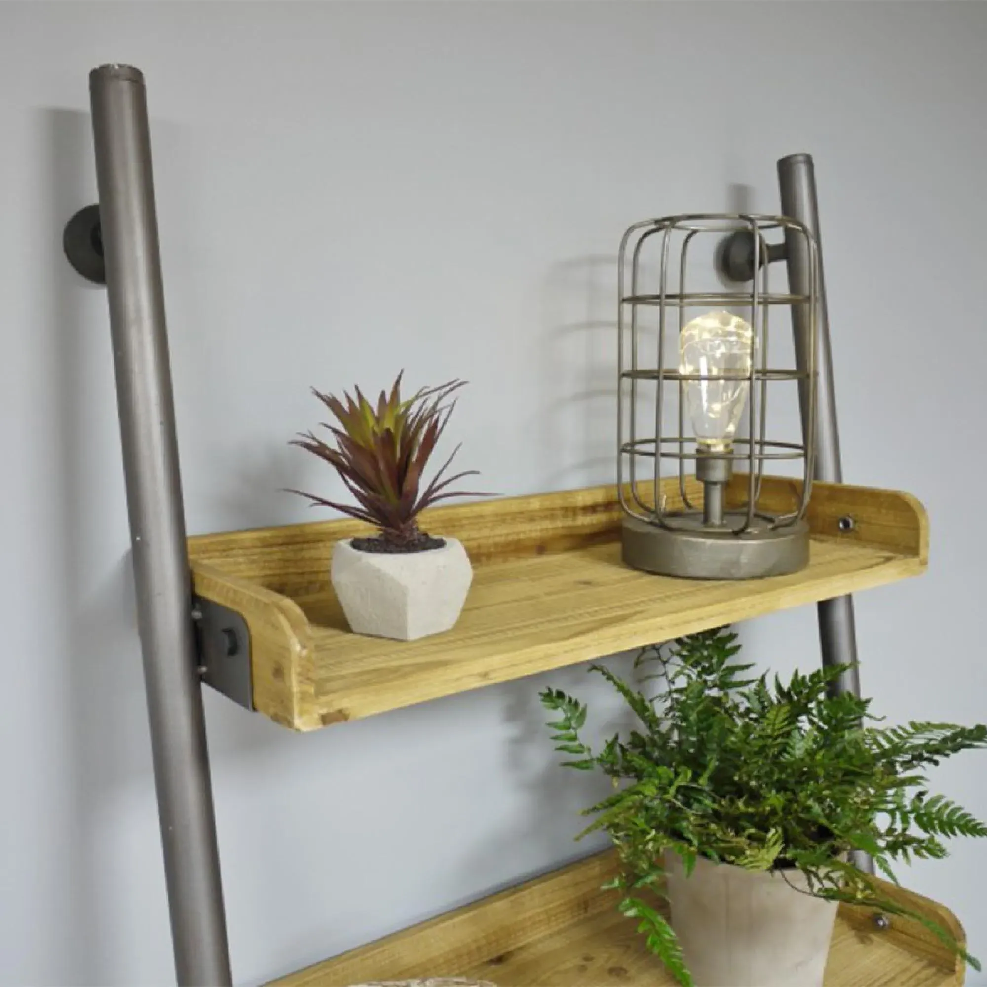 Wooden 1 Drawer Ladder Shelving Unit