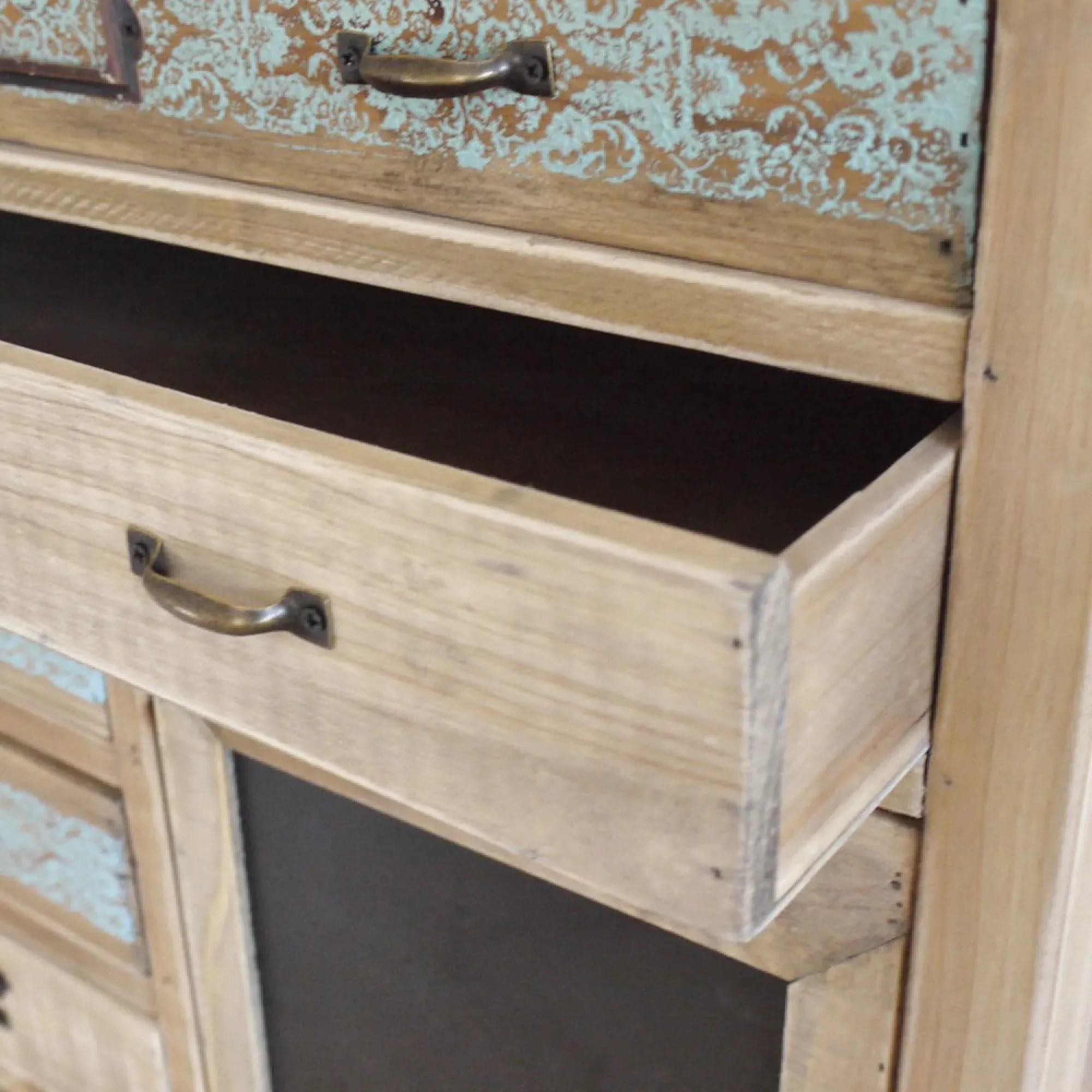 Wooden Multi Drawer 1 Door Tall Cabinet