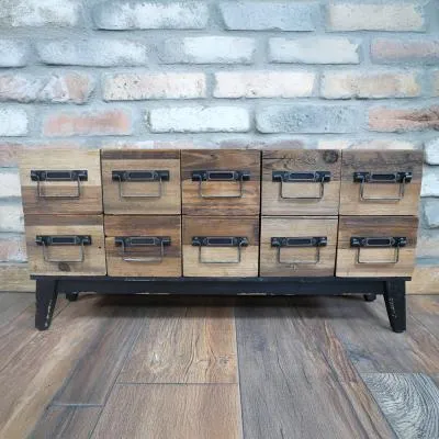 Wooden Wide Multi Drawer Storage Unit