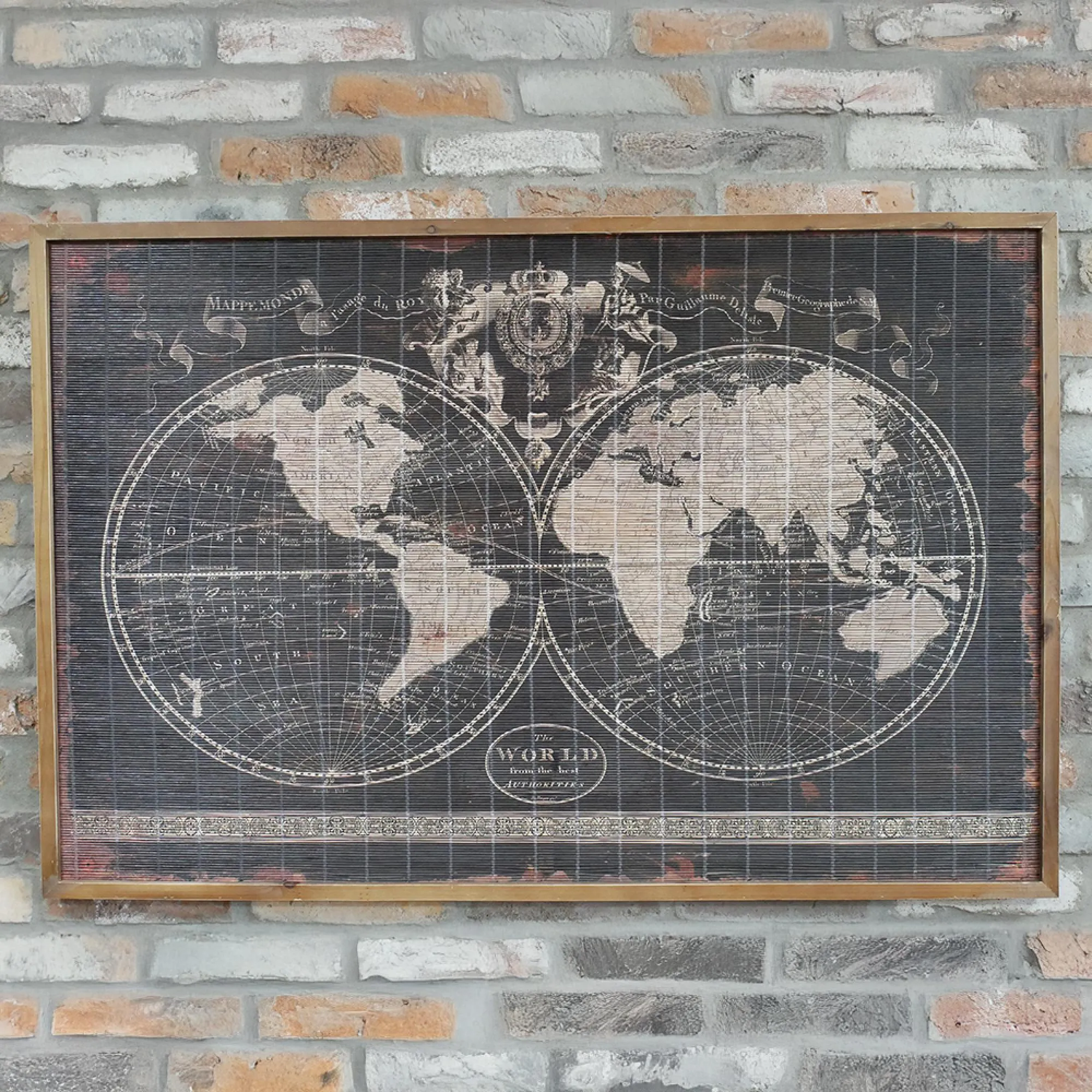 World Map Wall Decor - Set of 2, Grey