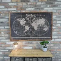 World Map Wall Decor - Set of 2, Grey
