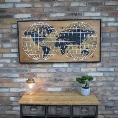 World Map Wall Decor - Set of 2