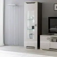 Angelo 1 Door Display Cabinet with LED - Grey, Marble