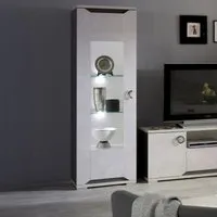 Angelo 1 Door Display Cabinet with LED - Grey, Marble