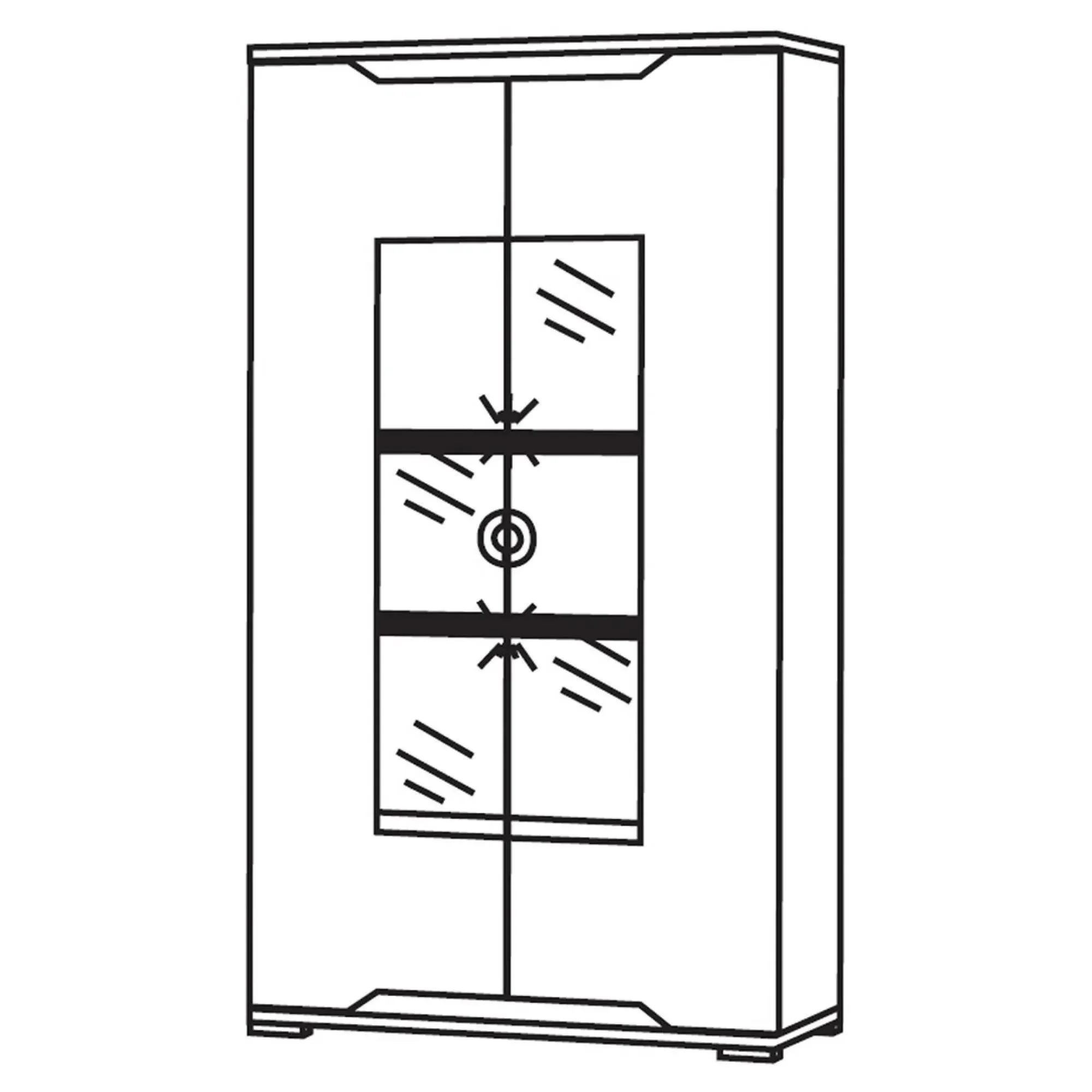 Angelo 2 Door Display Cabinet with LED - Grey, Marble