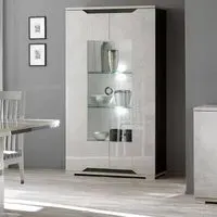 Angelo 2 Door Display Cabinet with LED - Grey, Marble