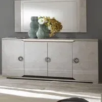 Angelo 4 Door Sideboard with LED Light - Grey, Marble