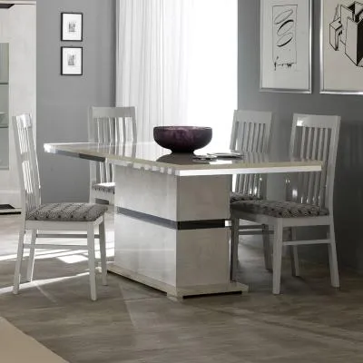 Angelo 6-Seater Pedestal Dining Table - Grey, Marble